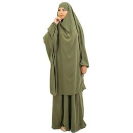 abaya khimar UK - Ethnic Clothing Muslim Women Prayer Long Khimar Abaya Outfit Full Cover Hijab Dress Ramadan Skirt Musulman Kimono