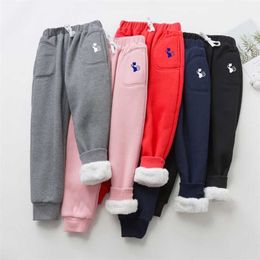 Boys Winter Pants Sports Warm Trousers Berber Fleece Kids Thick Children Long For 4-14 Years Causal 211103