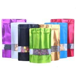 100Pcs/lot Matte Coloured Stand Up Zip Lock Mylar Packaging Bag Food Candy Snack Smell Proof Storage Doypack Aluminium Foil Zipper Upright Bags