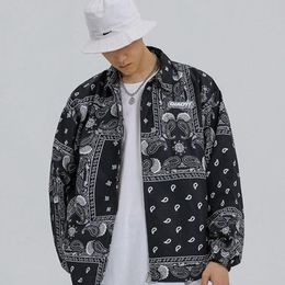 Hip hop Fashion 2021 Spring Autumn Streetstyle Jacket for Men Clothes Mens Windbreaker Coat Bandana Paisley Pattern Outwear