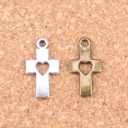 133pcs Antique Silver Plated Bronze Plated cross heart Charms Pendant DIY Necklace Bracelet Bangle Findings 18*10mm