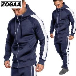 Men Tracksuits Outwear Hoodies Zipper Sportwear Sets Male Sweatshirts Cardigan Men Set Clothing Pants Plus Size S-3XL Y0831