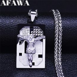 Pendant Necklaces 2021 Hip Hop Bible Jesus Stainless Steel Statement Necklace Women/Men Silver Colour Jewellery Colier Homme N6000S02