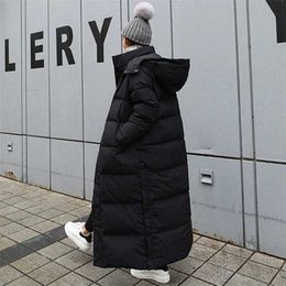 Parka Coat Maxi Long Winter Jacket Women Hooded Pocket Zipper Female Lady Windbreaker Overcoat Outwear Clothing Quilted 211018
