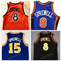Custom Retro Latrell 15 Sprewell Ny 8 College State Basketball Jersey All Ed Blue Black Size S-4xl Any Name Number Vest