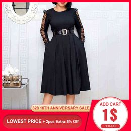 -Elegante schwarze Mesh Langarm Kleid Frühling 2020 2XL plus Größe Büro Kleider für Frauen Damen Tunika Arbeitskleidung Kleidung Midi G1214