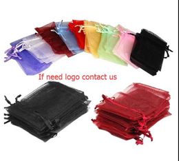 accept custom logo 7x9cm Small Wrap Organza Gift Bags Jewellery Packaging Wedding Party Favour Gifts Candy sugar pack Pouch