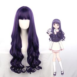 Anime Card Captor Sakura Tomoyo Daidouji Cosplay Wig Purple Heat Resistant Synthetic Wigs