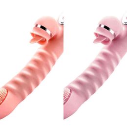 Nxy Sex Vibrators Secure Silicone Dildo Realistic Tongue Licking Trilling Telescopic g Spot Stimulator Toys for Women 1217