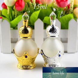 1PC 15ml Vintage Alloy Metal Perfume Bottle Elegantly Essential Oils Bottle Frosting Craft Glass Bottle with Glass Dropper