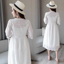 Summer Pregnant Dress Maternity Clothes Embroidery Lace Maternity Dress Pregnancy Clothes For Pregnant Woman Two-Piece Dress