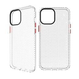 Honeycomb Clear Phone Cases For iPhone 14 13 Pro Max Plus 12 Samsung Galaxy S22 Ultra A72 A52 A32 Transparent TPU Back Covers