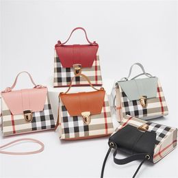 Children Fashion Portable Female Bags Pu Leather Plaid Mini Backpack Portables The Single Shoulder Bag 4 8sc T2