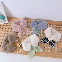 Winter Warm Plush Baby Scarf Cute Solid Colour Dot Kid Neck Collar Snood Scarf For Girl Soft Thick Fur Scarves