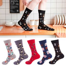 5Pairs Cotton Printing Pattern Breathable Sports Socks Marathon Basketball Yoga Running Socks Athletic Men Women Harajuku Style