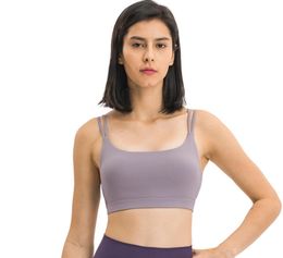 L-019 U Neck Yoga Bra Outfits Double Shoulder Strap Camis Tank Tops Fitness Wear Athletic Operting Runta Sports Gym kläder Kvinnor Underkläder
