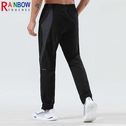 Rainbowtouches Men High Elasticity Quick Drying Anti Wrinkle Zip Pocket Two Color Splicing Casual Sport Pants Superior Quality Y0811