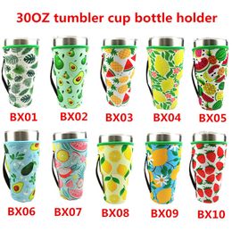 10 Styles Neoprene Tumbler Holder Cover Bags 30OZ Anti-dirt Reusable Insulated Sleeve bag for Coffee Mugs with Drinkware Handle