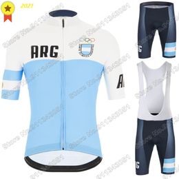 Racing Sets 2021 Argentina Cycling Jersey Set National Team Clothing Road Bike Suit Bicycle Tops Bib Shorts Maillot Ropa Ciclismo