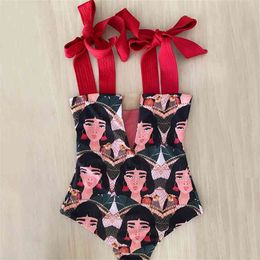 Swimsuit Cute Swimwear Women Bow Hollow Out Bathing Suit Back crisscross Monokini Swim 210611