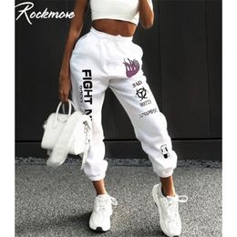 Rockmore Letter Print Sweatpants Baggy Pants Women Joggers Harajuku Wide Leg Pencil Pant Trousers Loose High Waist Sweat 210915