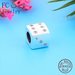 FC Jewellery Fit Original Brand Charm Bracelet 100% 925 Silver Lucky Dice Zirconia Bead Making Women Kid Berloque Handmade 2020 Q0531