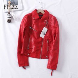 Spring Autumn Coat Women Slim Biker Moto Faux Leather Jacket Ladies Turn Down Collar Zipper Short Coats Female Outerwear 210525