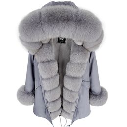 Maomaokong winter Women coat black jackets outwear thick parkas natural real fur coat Women's jacket Women's fur coat 211122