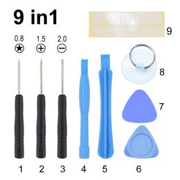 9 in 1 Repair Pry Kit Opening Tools Kit With 5 Point Star Pentalobe Screwdriver for iPhone 4G 4S 5G 5S 3G 6 6Plus 6S 1000sets /lot