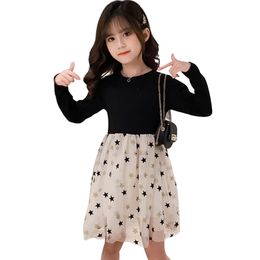 Girls Dress Spring Princess Dress For Girl Star Pattern Kids Girls Mes Dress Teenage Girls Clothes 210303