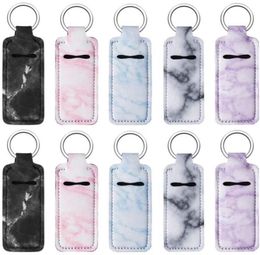 Party Supplies Print Marble Colour Neoprene Chapstick Holder Handy Lip Balm Keychains Lipstick Holders Keychain Pouch SN2766