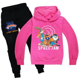 Clothing Sets 2021 Movie SPACE JAM 2 Kids Cartoon Hoodies Boy Sweatshirt Girls Winter Children Tracksuit T-shrit+Pants Suit