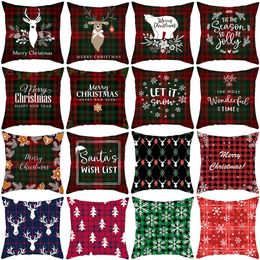 Christmas Pillow Case Plaid Series Cushion Covers Peach Blossom Printed Home Furnishings Pillow Covers