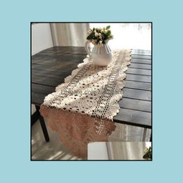Table Runner Cloths Home Textiles & Garden Crochet Runners Vintage Hand Crocheted 220107 Drop Delivery 2021 Hyt4B