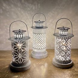 Hollow Wind Lanterns Iron Craft Hollow Decorative Candlestick Led Candle Lights DIY Festival Party Home Decor DAC333