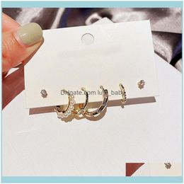 Jewelrytrend Cubic Zircon Hoop Earrings Set With Clips On Ears Imitation Pearl Jewellery For Women & Hie Drop Delivery 2021 Q6Haj