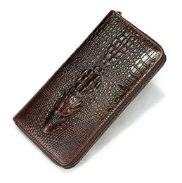 Top quality Men's business genuine leather wallets coin purse calf leathers crocodile embossed long casual wallet 1529
