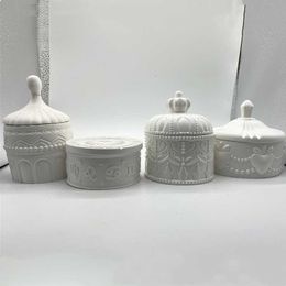 Concrete Candle Vessel with Lid Mould Cement Storage Jar Silicone Mould Jewellery boxes DIY Container Box Moulds Silicone Box Moulds 210722