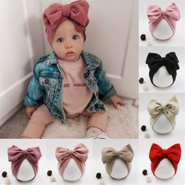 15 colors Double layer big bow Baby Pullover cap Party Favor Newborn fetal hat solid color Children's bowknot hats T9I001568