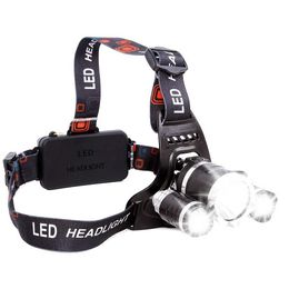 2021 new Headlight 13000Lm xm-T6 3Led HeadLamp head light Fishing Lamp Hunting Lantern +2x 18650 battery +Car/AC/USB Charger