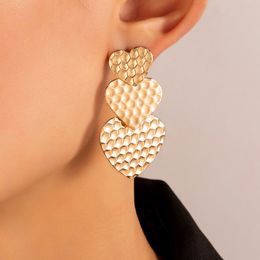 1 pairs women's exaggerated statement earrings Dangle Heart Cheque Stud Earrings love Gold Geometric Honeycomb