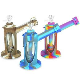Colorful Silicone Hookahs silicones small size dab rig smoking water pipe different color can choose