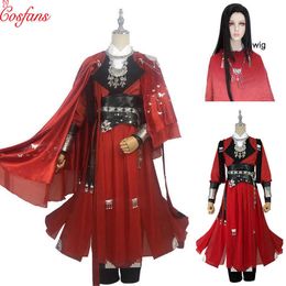 Desperate ghost king Hua cheng Cosplay Tian guan ci fu Black Long Cosplay Costmes with cloak Halloween cosplay costume and wig Y0903