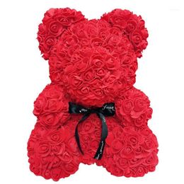 Valentines Day Gift 25cm Red Rose Teddy Bear Flower Artificial Decoration Christmas Gifts Women Gift1