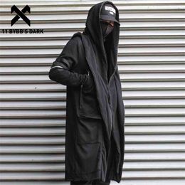 11 BYBB'S DARK Wizard Cape Cloak Fake two Jacket Men Gothic Punk Streetwear Coats Tactical Function Hoody Windbreaker 210811