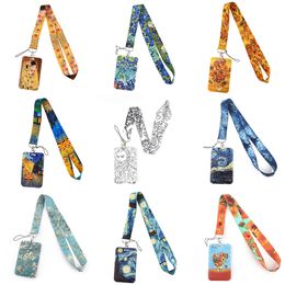 Keychains Wholesale Van Gogh Credential Holder Neck Lanyard For Pass Card Credit Card Straps Phone ropes