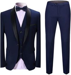 Men's Suits & Blazers Mens Tuxedo 3 Pieces Dinner Suit Wedding Formal Notched Lapel Blazer &Trousers& Waistcoat