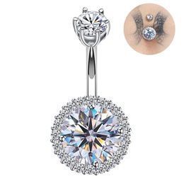 925 sterling silver ring cubic zircon belly bar Navel Piercings Jewelry