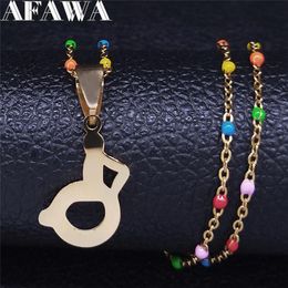 Pendant Necklaces 7 Colours Chain Disabled Stainless Steel Women Gold Colour Statement Necklace Jewellery Collares Mujer NXS01