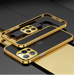 -Luxus ultradünne Edelstahl-Hüllen für iPhone 13 PRO max 12 11 Stoßdichte Kamera Len Protector Cover